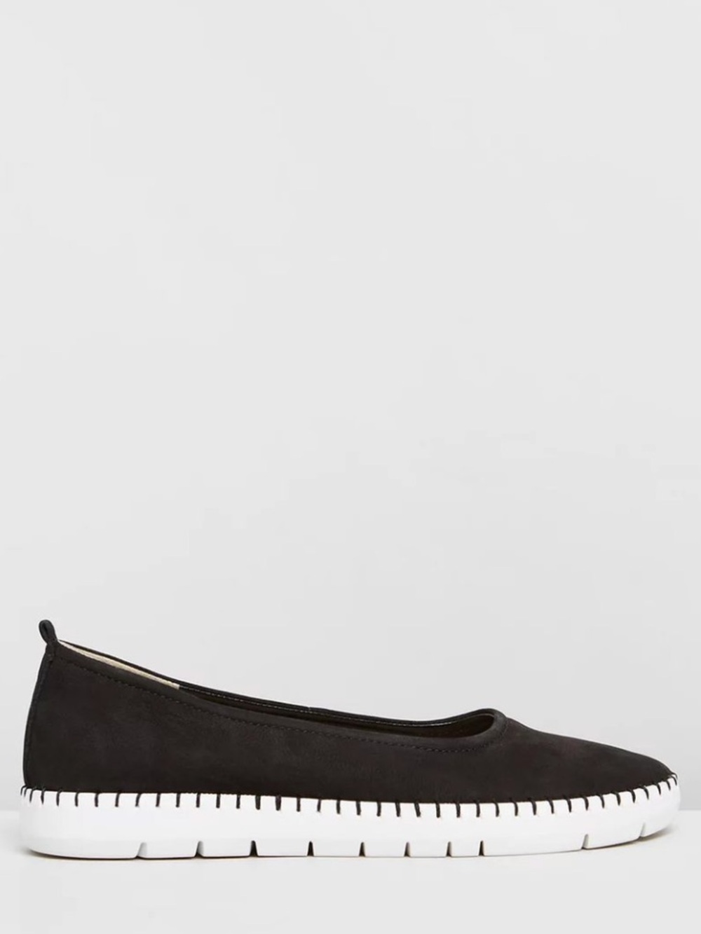 Naturalizer Black Slip-On Ballet Flat with White Sole